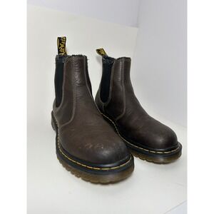 Dr Martens 2976 Leonore Chelsea Boots Mens 9 Dark Brown Leather Faux Fur Lined